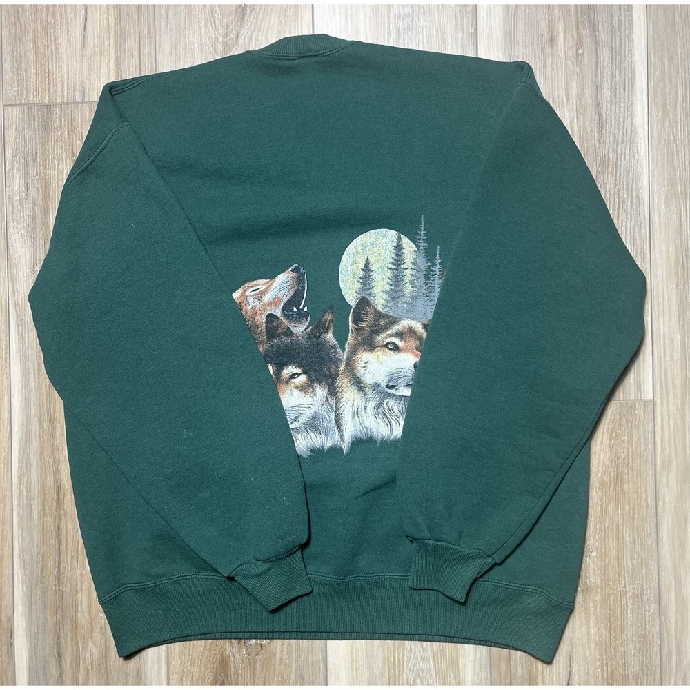 Wolfpack Double Side Green Sweatshirt Utah Ogden Valley - Vintage Size Large - Picture 10 of 13